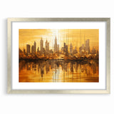 Golden Abstract Cityscape Art - Modern Architectural Wall Print