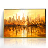 Golden Abstract Cityscape Art - Modern Architectural Wall Print