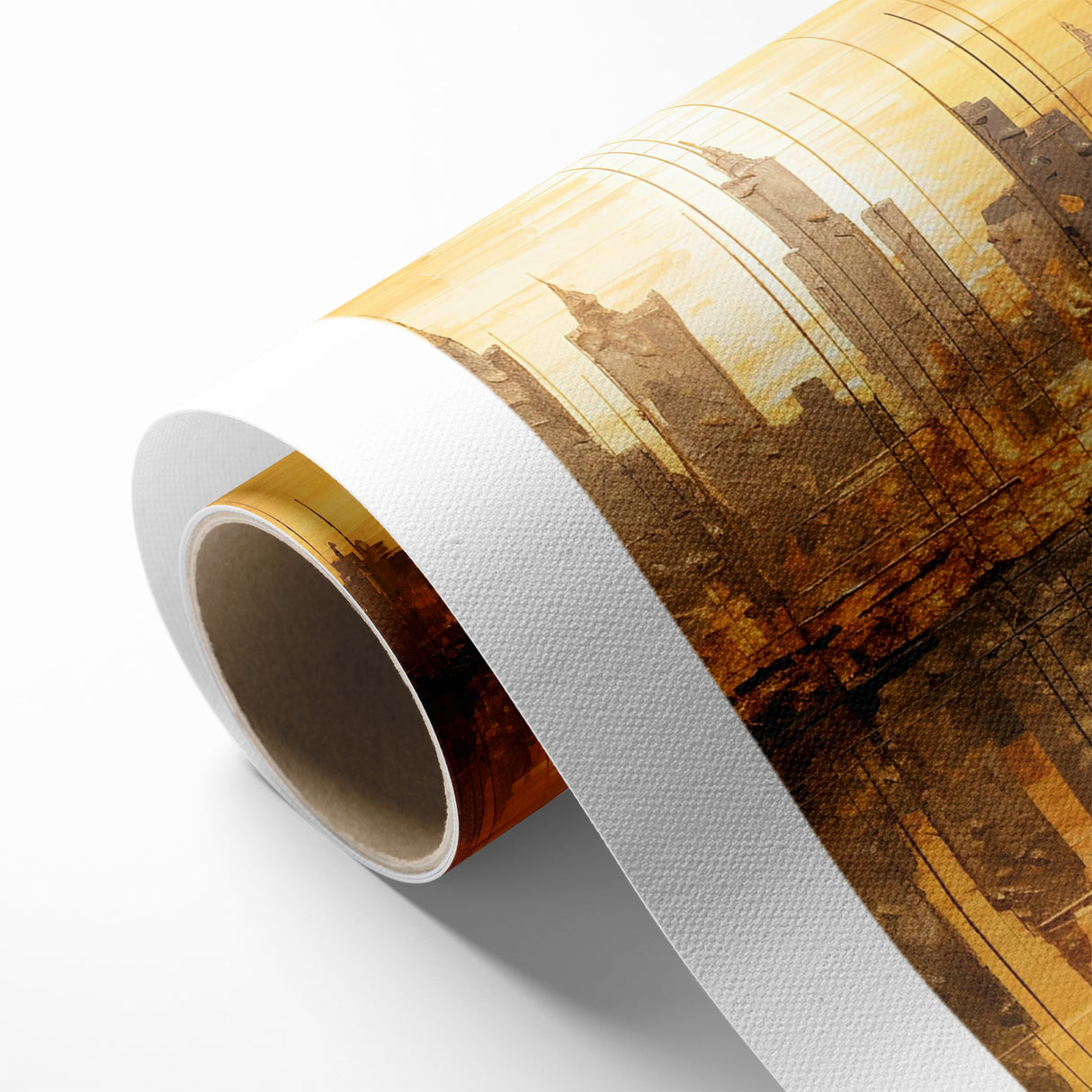 Golden Abstract Cityscape Art - Modern Architectural Wall Print