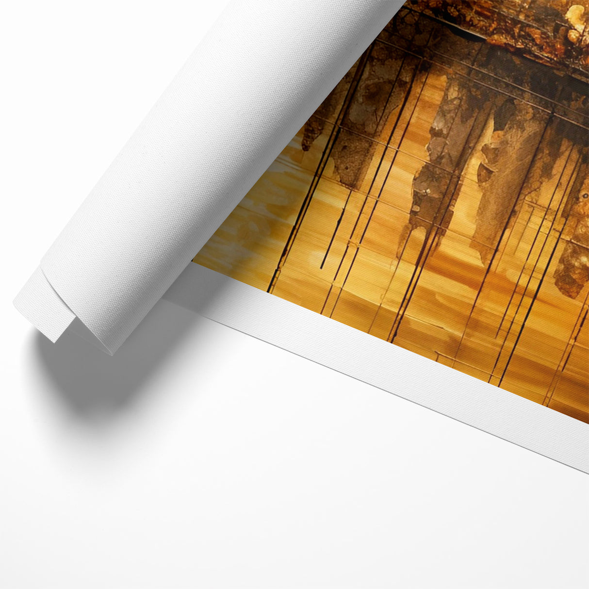 Golden Abstract Cityscape Art - Modern Architectural Wall Print