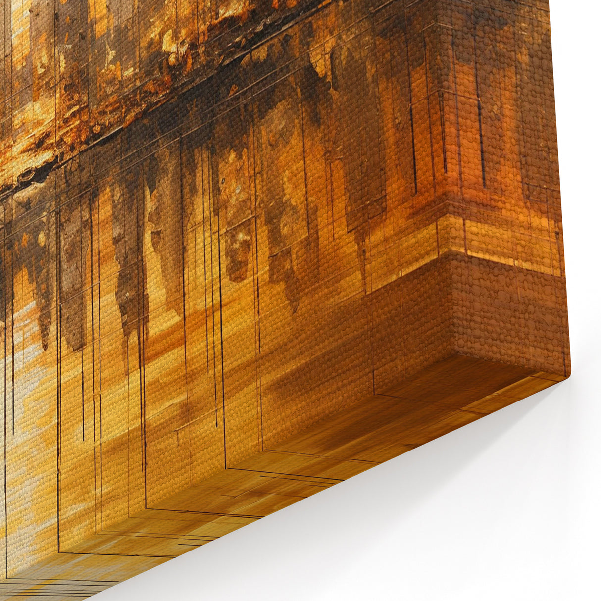 Golden Abstract Cityscape Art - Modern Architectural Wall Print