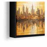 Golden Abstract Cityscape Art - Modern Architectural Wall Print