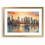 Sunset Cityscape Art - Modern Abstract Architectural Wall Print