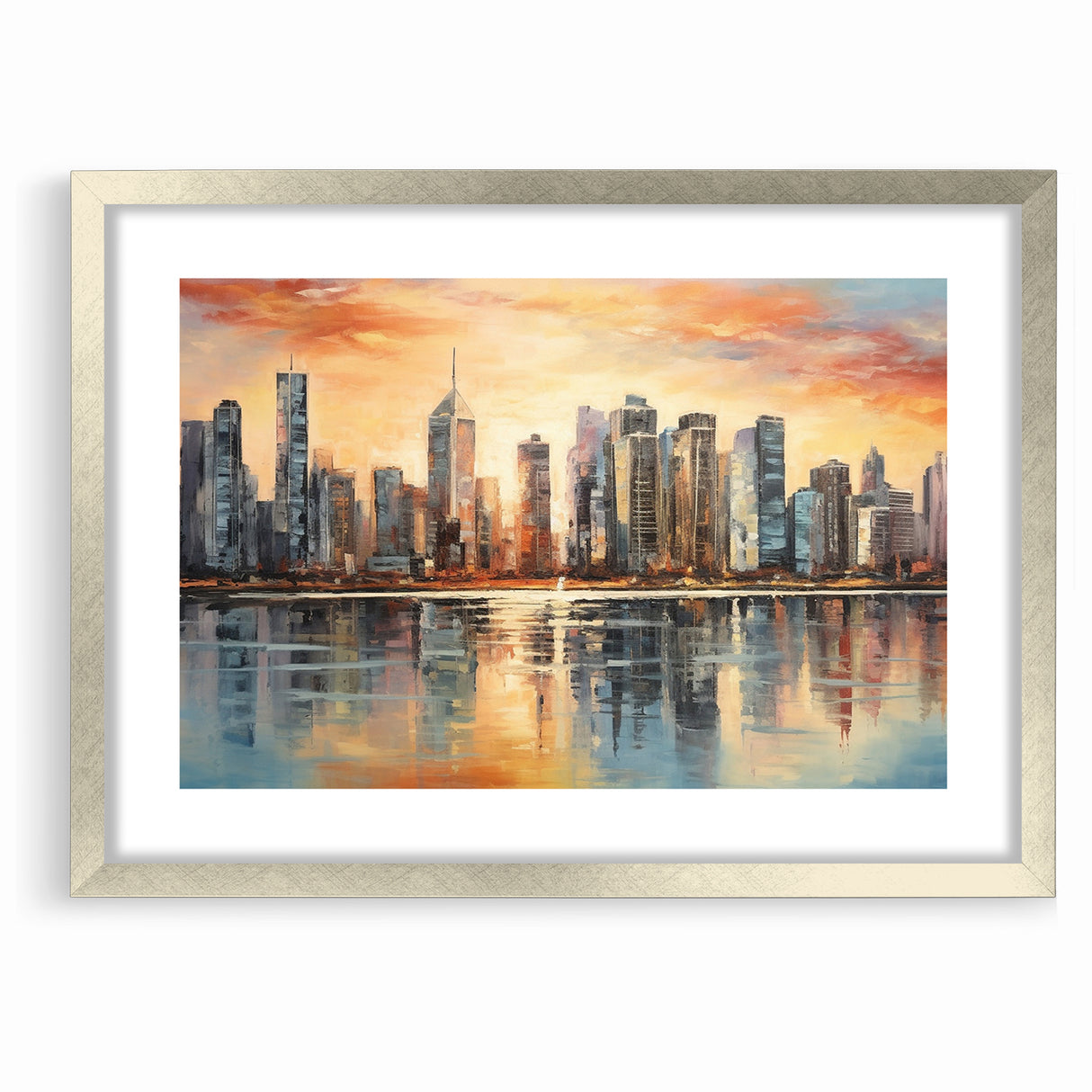 Sunset Cityscape Art - Modern Abstract Architectural Wall Print