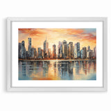 Sunset Cityscape Art - Modern Abstract Architectural Wall Print