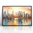 Sunset Cityscape Art - Modern Abstract Architectural Wall Print