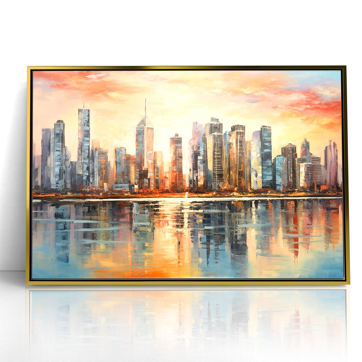 Sunset Cityscape Art - Modern Abstract Architectural Wall Print