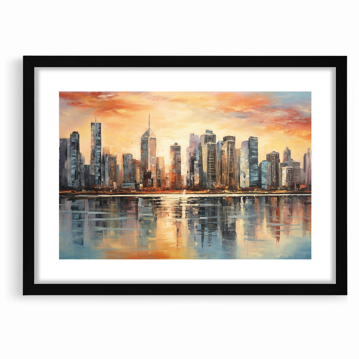 Sunset Cityscape Art - Modern Abstract Architectural Wall Print
