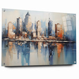Modern Blue Cityscape Art - Abstract Architectural Wall Print