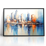 Modern Blue Cityscape Art - Abstract Architectural Wall Print
