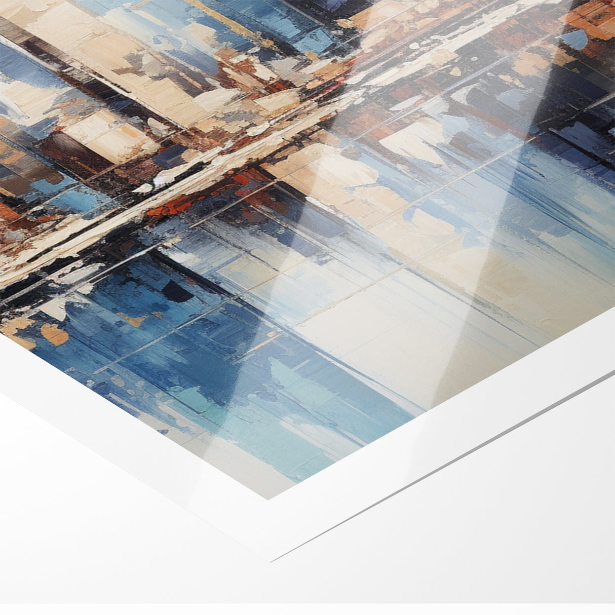 Modern Blue Cityscape Art - Abstract Architectural Wall Print