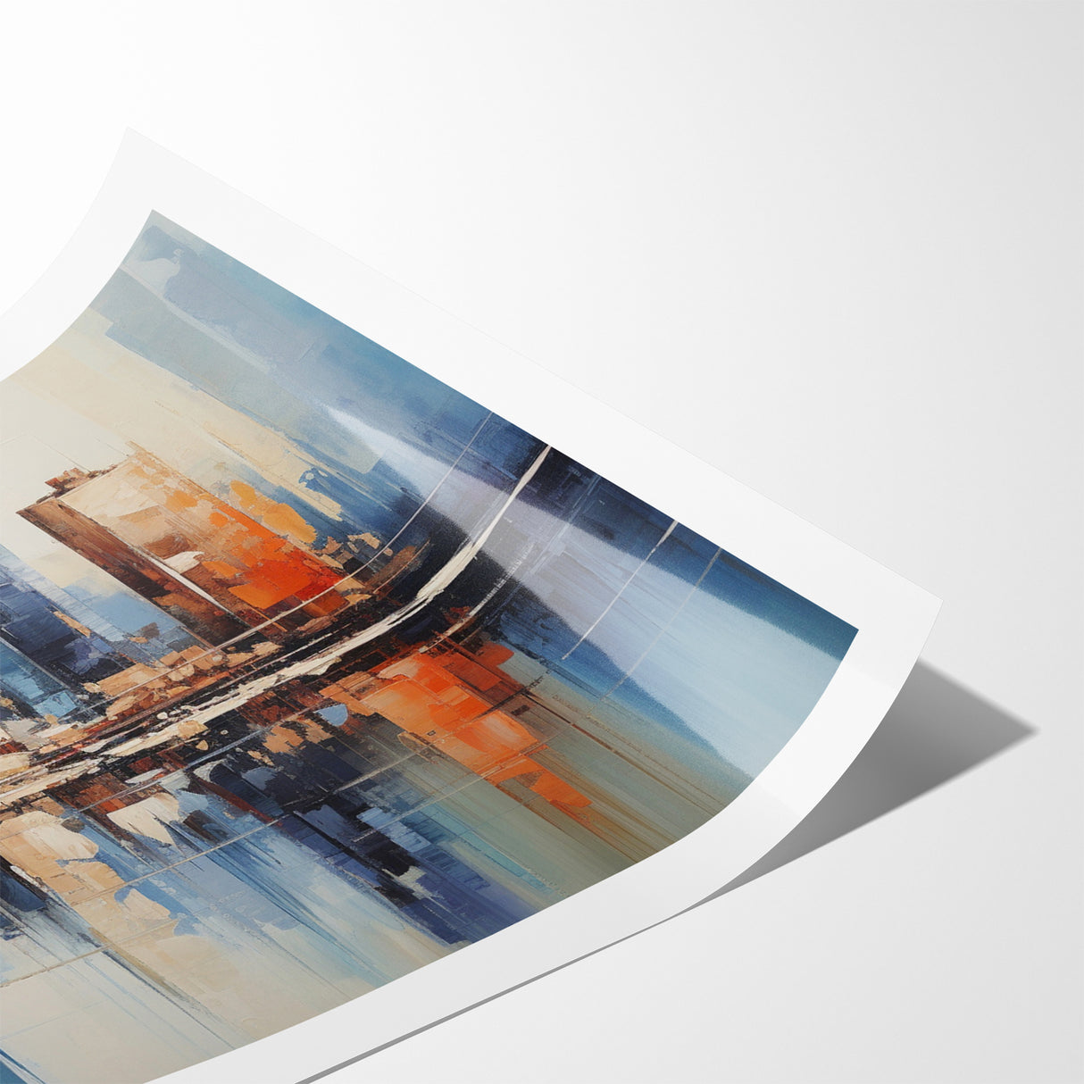 Modern Blue Cityscape Art - Abstract Architectural Wall Print