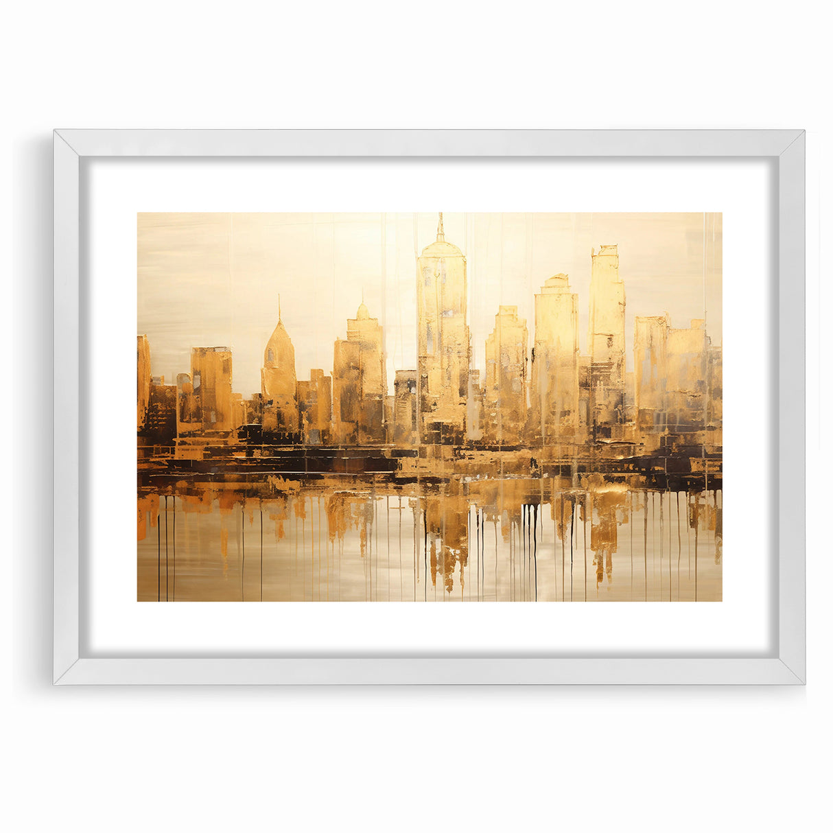 Golden Skyline Abstract Art - Modern Architectural Wall Print