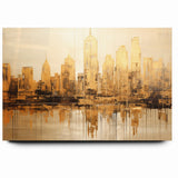 Golden Skyline Abstract Art - Modern Architectural Wall Print