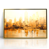 Golden Skyline Abstract Art - Modern Architectural Wall Print