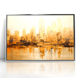 Golden Skyline Abstract Art - Modern Architectural Wall Print