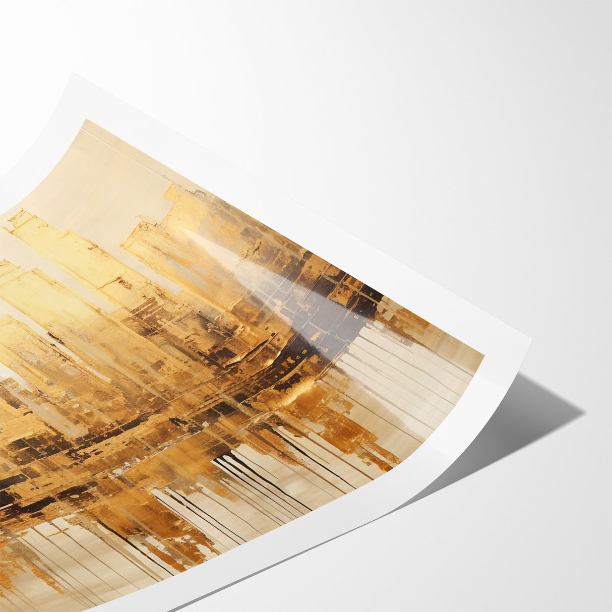 Golden Skyline Abstract Art - Modern Architectural Wall Print