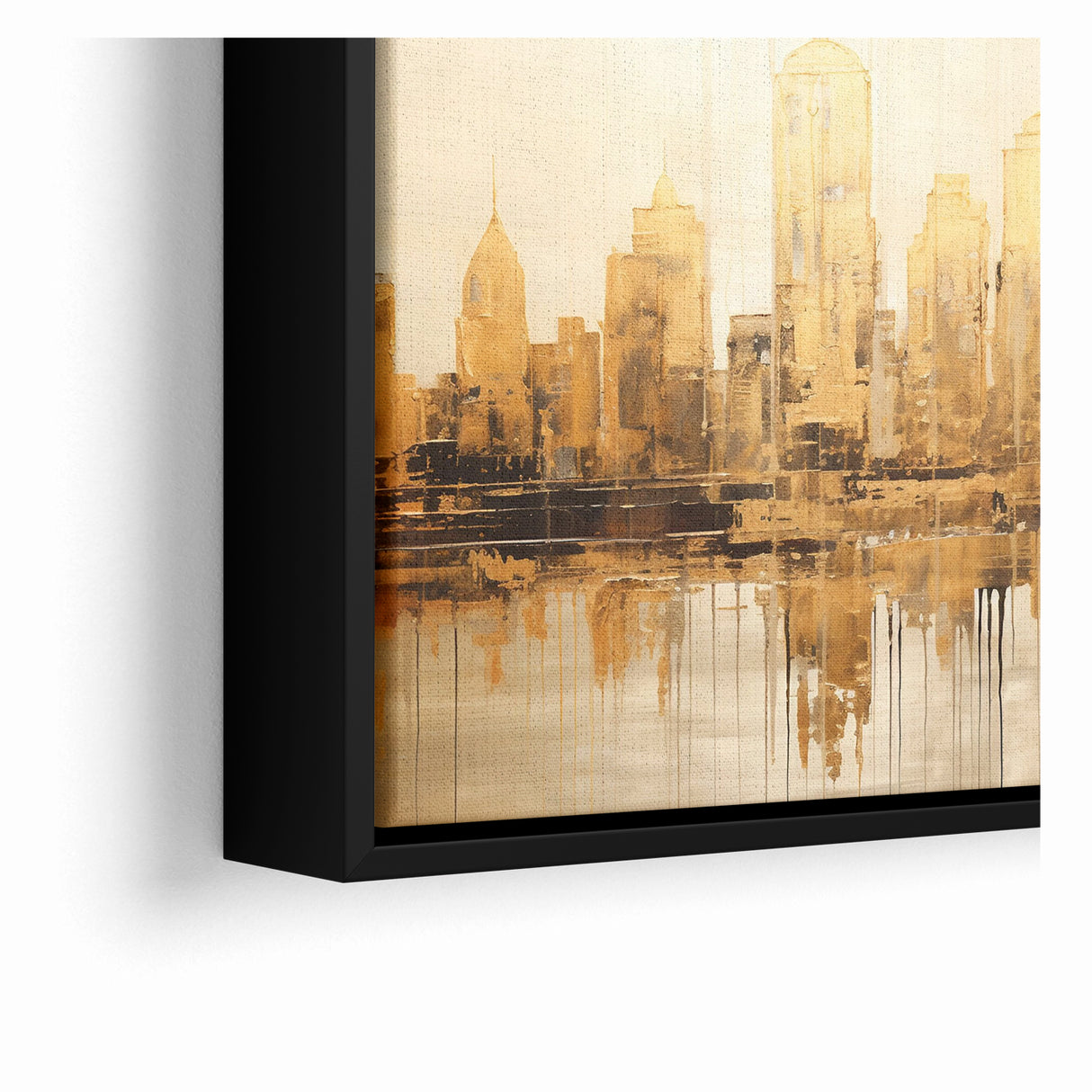 Golden Skyline Abstract Art - Modern Architectural Wall Print
