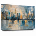 Modern Abstract Skyline Art - Urban Blue and Gold Architectural Print