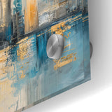 Modern Abstract Skyline Art - Urban Blue and Gold Architectural Print