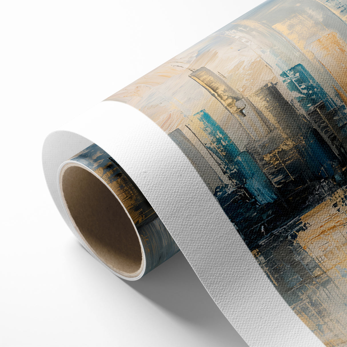 Modern Abstract Skyline Art - Urban Blue and Gold Architectural Print