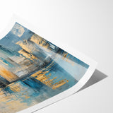 Modern Abstract Skyline Art - Urban Blue and Gold Architectural Print