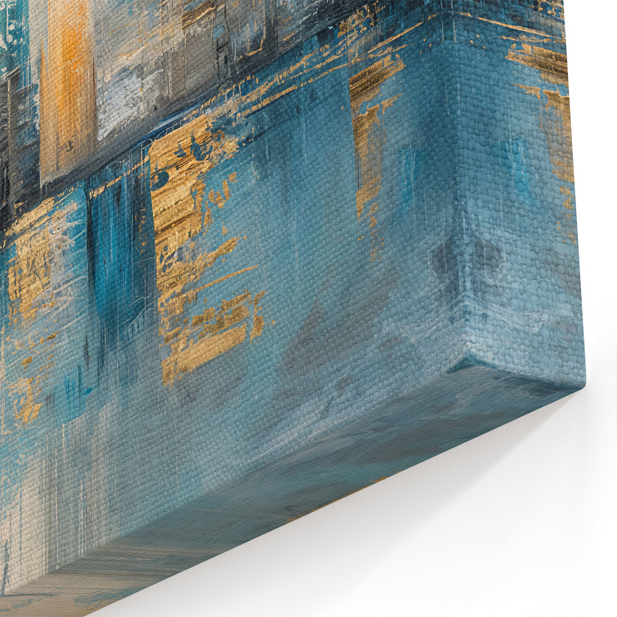 Modern Abstract Skyline Art - Urban Blue and Gold Architectural Print