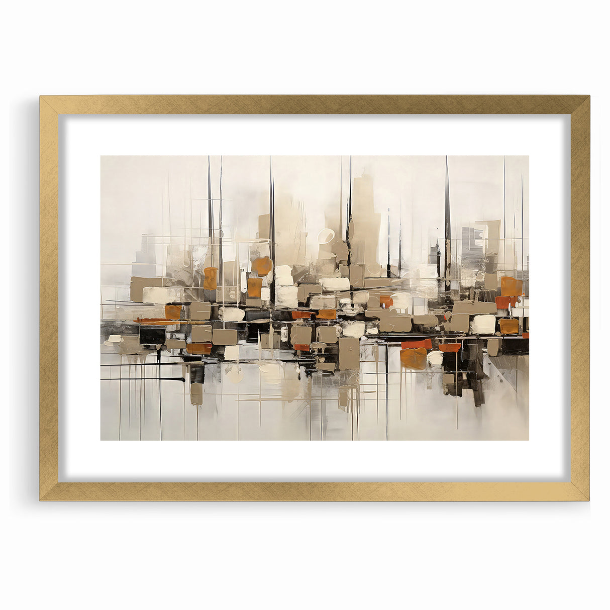 Abstract Geometric Cityscape Art - Modern Architectural Wall Print