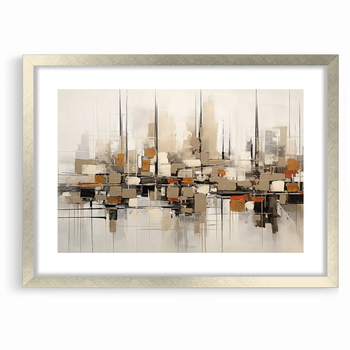 Abstract Geometric Cityscape Art - Modern Architectural Wall Print