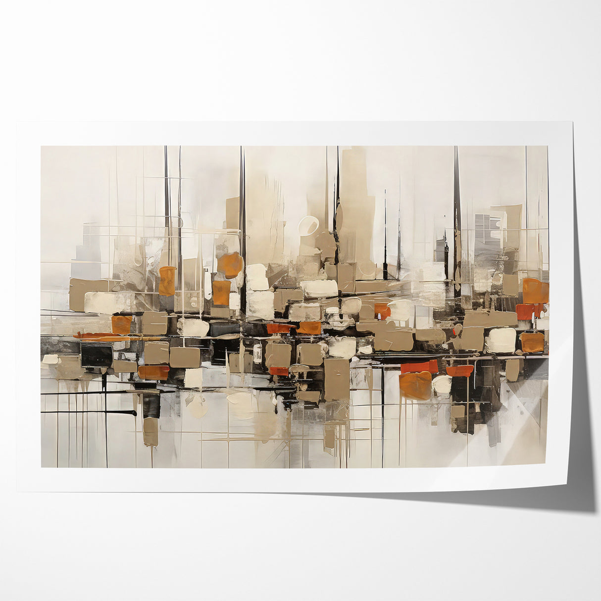 Abstract Geometric Cityscape Art - Modern Architectural Wall Print