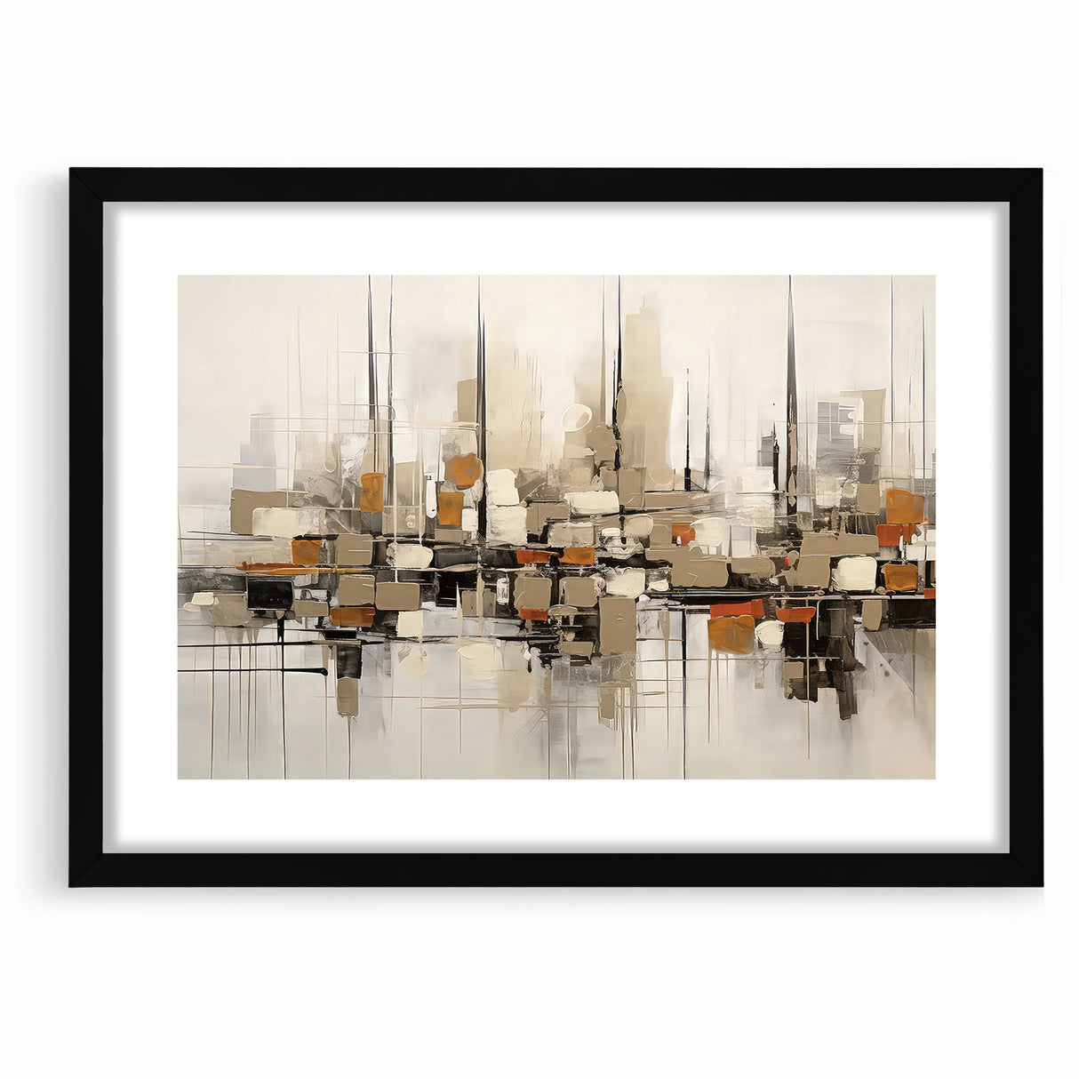 Abstract Geometric Cityscape Art - Modern Architectural Wall Print