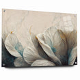 Modern Abstract Florals Canvas Wall Art - Ivory Blossom Serenity