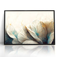 Modern Abstract Florals Canvas Wall Art - Ivory Blossom Serenity