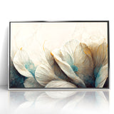 Modern Abstract Florals Canvas Wall Art - Ivory Blossom Serenity