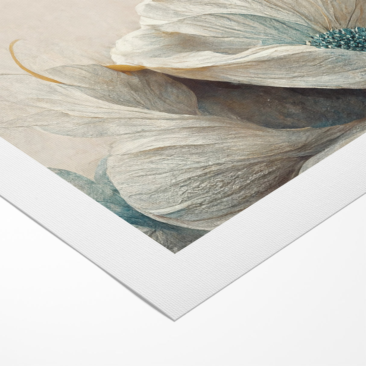 Modern Abstract Florals Canvas Wall Art - Ivory Blossom Serenity
