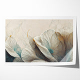 Modern Abstract Florals Canvas Wall Art - Ivory Blossom Serenity