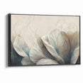 Modern Abstract Florals Canvas Wall Art - Ivory Blossom Serenity