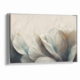 Modern Abstract Florals Canvas Wall Art - Ivory Blossom Serenity