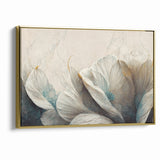 Modern Abstract Florals Canvas Wall Art - Ivory Blossom Serenity
