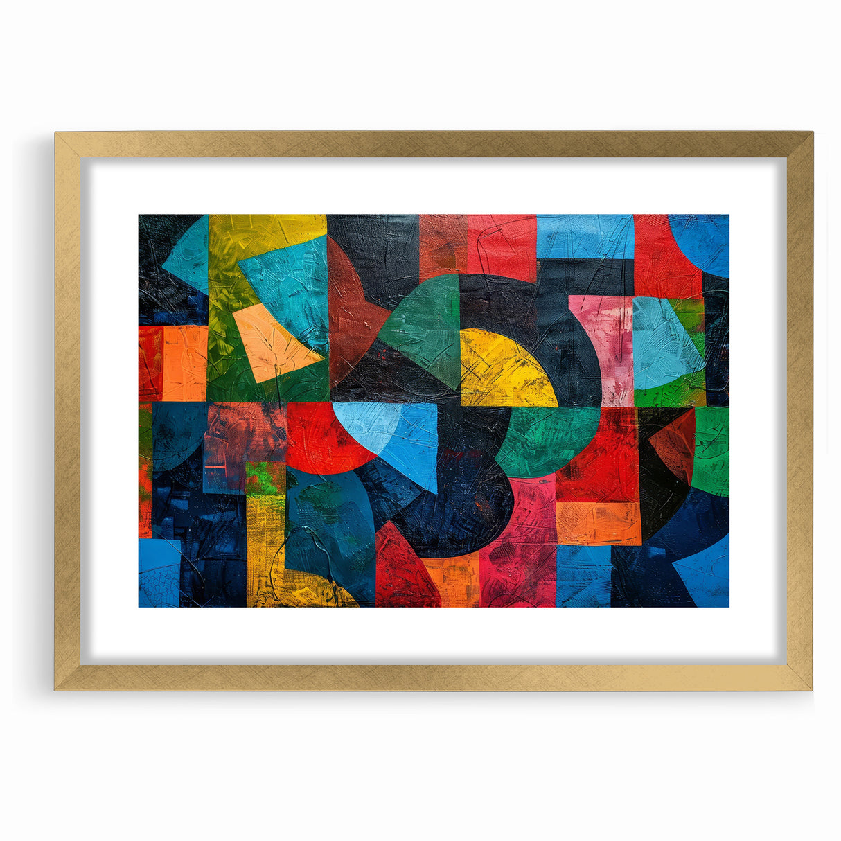 Vibrant Geometric Abstract Expressionist Canvas Wall Art
