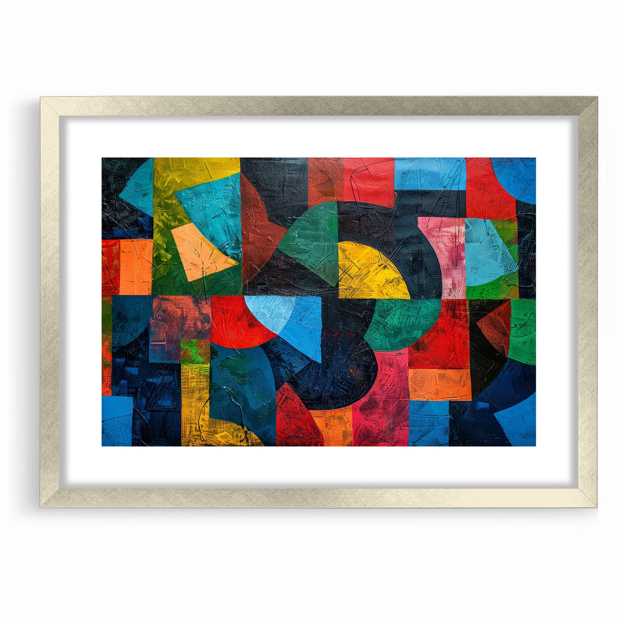 Vibrant Geometric Abstract Expressionist Canvas Wall Art