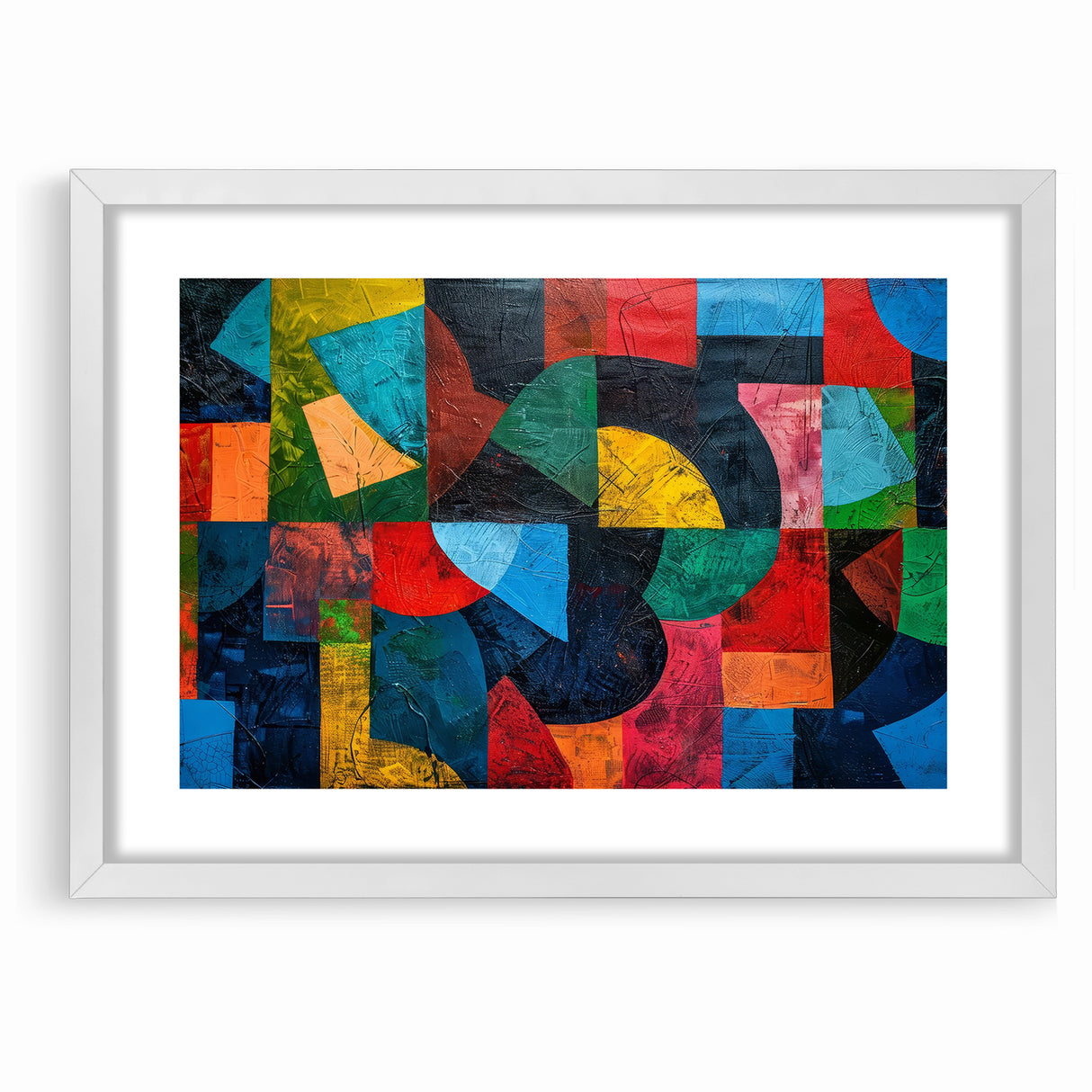 Vibrant Geometric Abstract Expressionist Canvas Wall Art