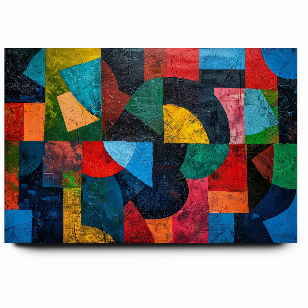Vibrant Geometric Abstract Expressionist Canvas Wall Art
