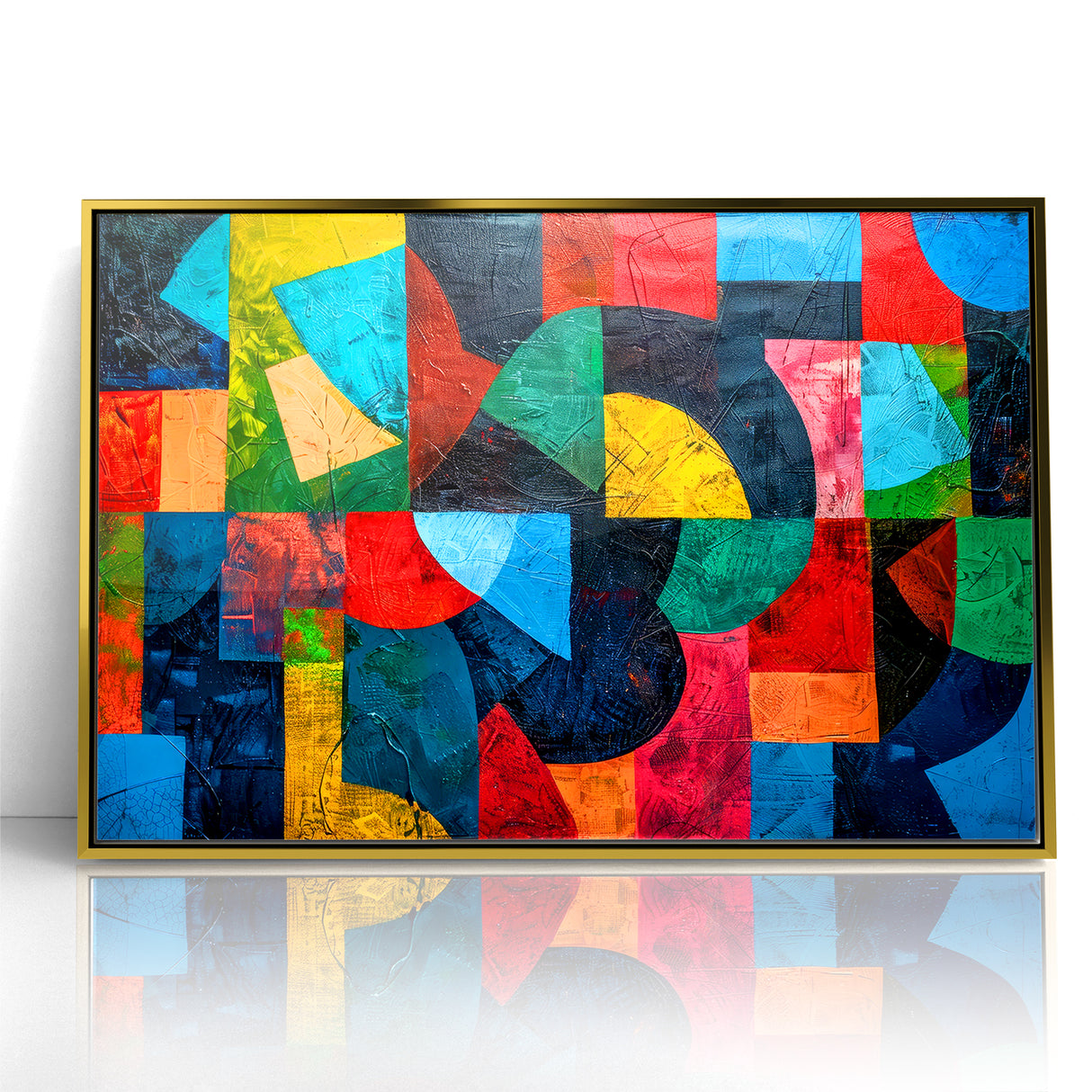 Vibrant Geometric Abstract Expressionist Canvas Wall Art