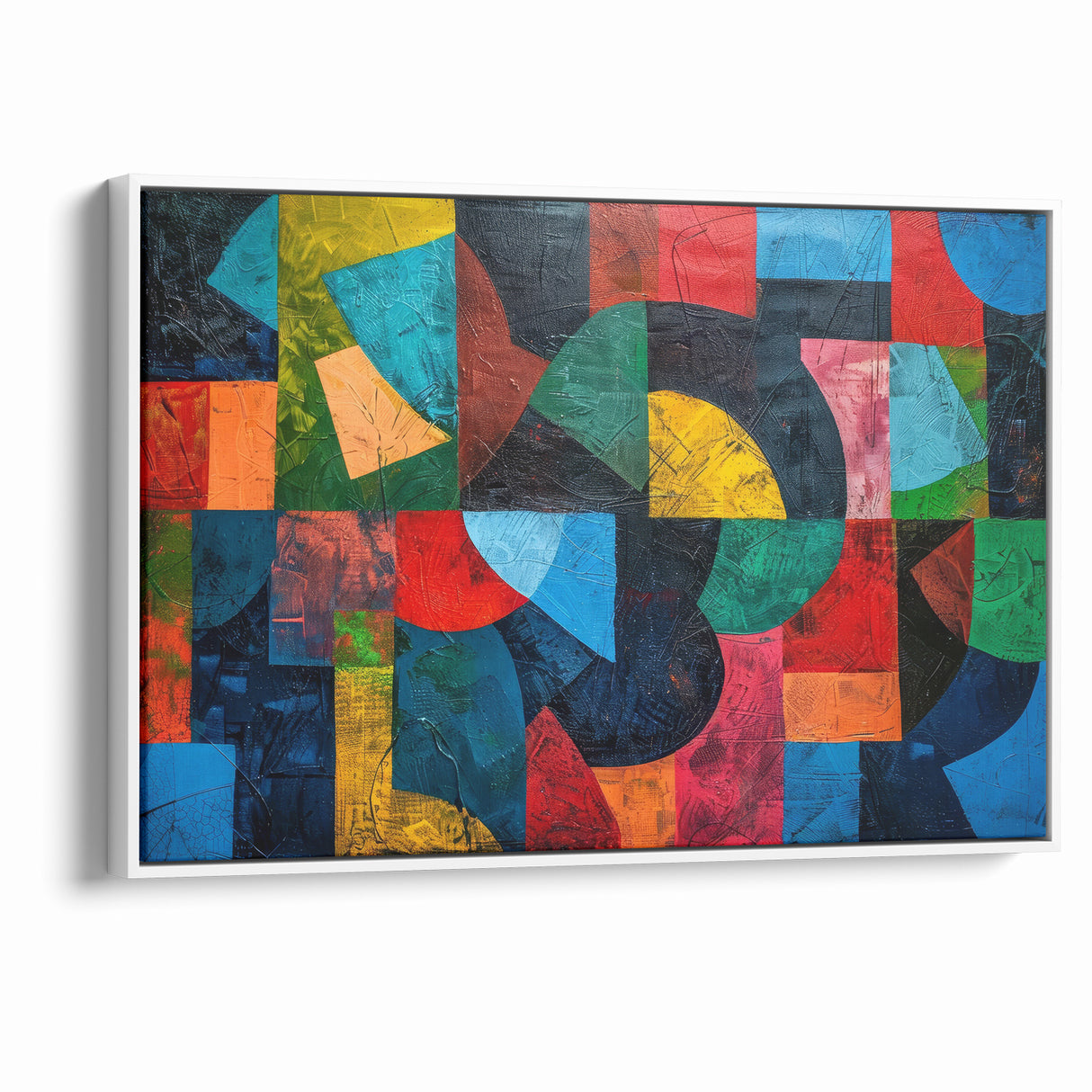 Vibrant Geometric Abstract Expressionist Canvas Wall Art