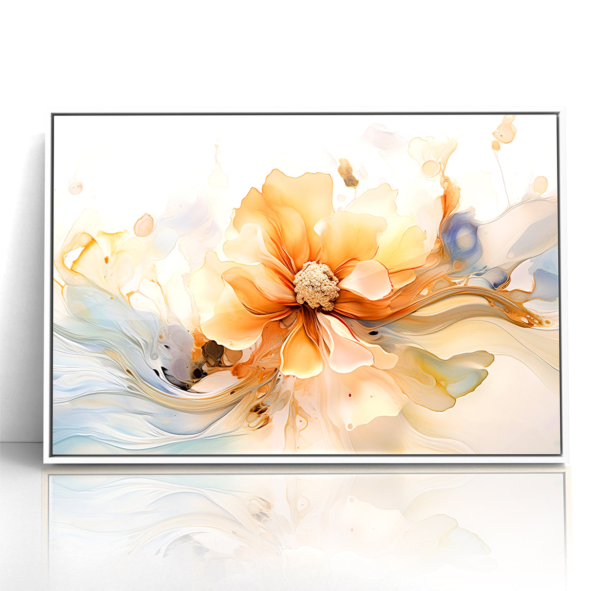 Delicate Peach and Cream Floral Canvas - Abstract Botanical Art
