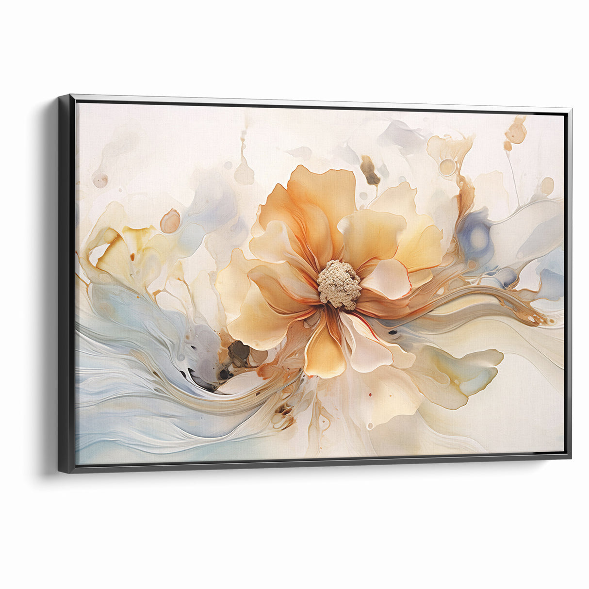 Delicate Peach and Cream Floral Canvas - Abstract Botanical Art