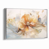 Delicate Peach and Cream Floral Canvas - Abstract Botanical Art