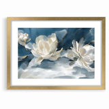 Serene Blue and White Floral Canvas - Abstract Botanical Wall Art