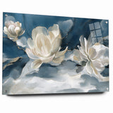 Serene Blue and White Floral Canvas - Abstract Botanical Wall Art
